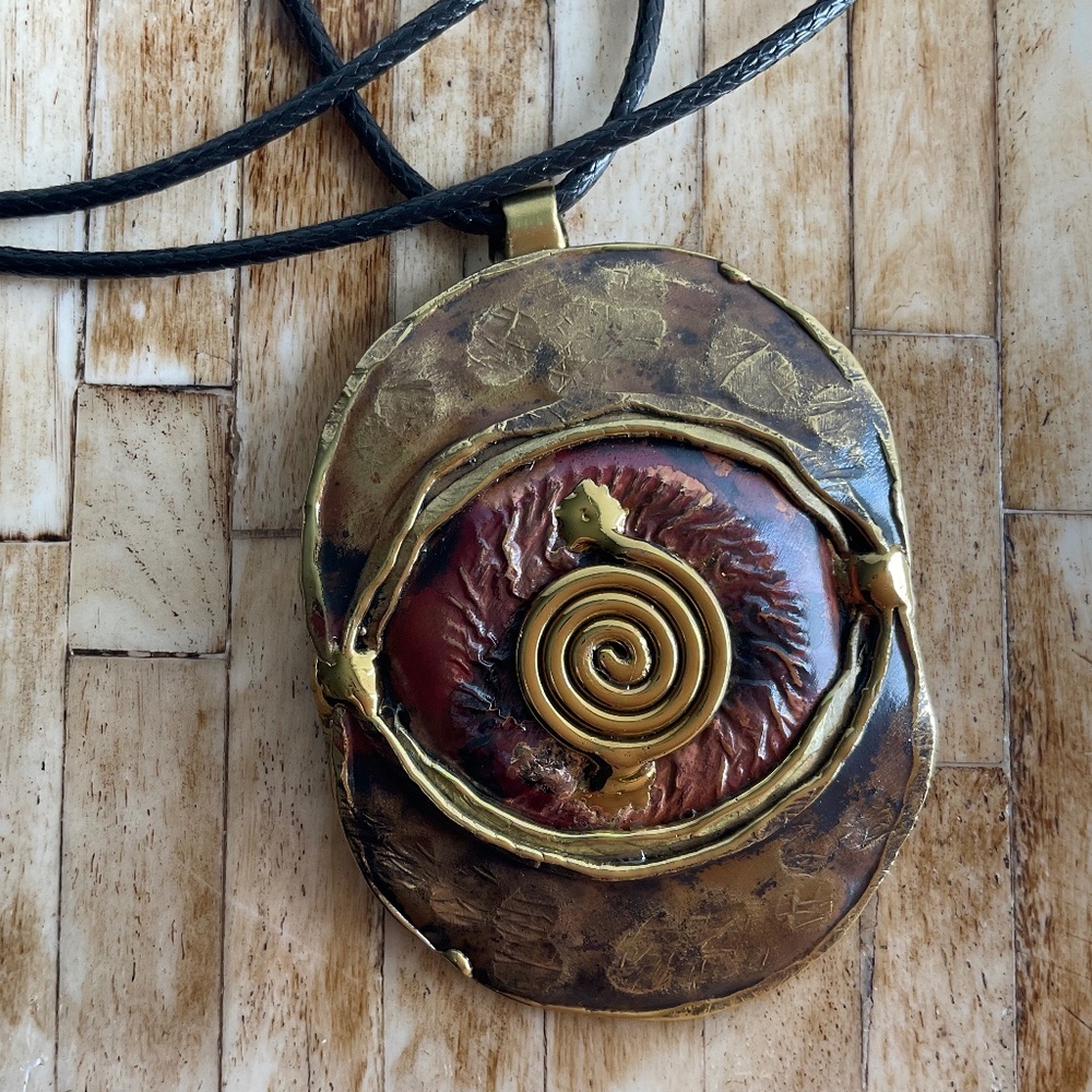 Babazeka Artisan Brass & Copper Pendant Necklace